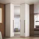 Ver imagem 1 de Guarda Roupa de Canto Obliquo Espelho 3 Portas Mdf Lotus Belmax:branco