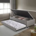 Ver imagem 5 de Bicama Box com Baú Solteiro Courino Linho Cinza 88x188 com Colchão Auxiliar Ecoflex