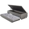 Bicama Box com Baú Solteiro Courino Linho Cinza 88x188 com Colchão Auxiliar Ecoflex - 2