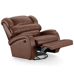 Poltrona do Papai Reclinável Kalie Glider Giratória Massagem Fh9 Pu Marrom Brilho - Mpozenato