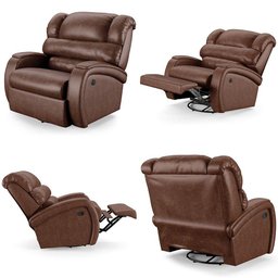 Poltrona do Papai Reclinável Kalie Glider Giratória Massagem Fh9 Pu Marrom Brilho - Mpozenato - 3