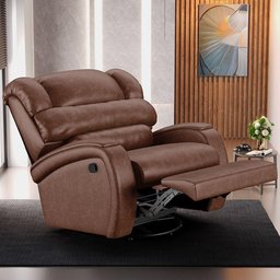 Poltrona do Papai Reclinável Kalie Glider Giratória Massagem Fh9 Pu Marrom Brilho - Mpozenato - 6