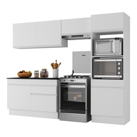 Armário de Cozinha Compacta 4 Peças com Rodapé Mp2193 Made Multimóveis Branco Branco