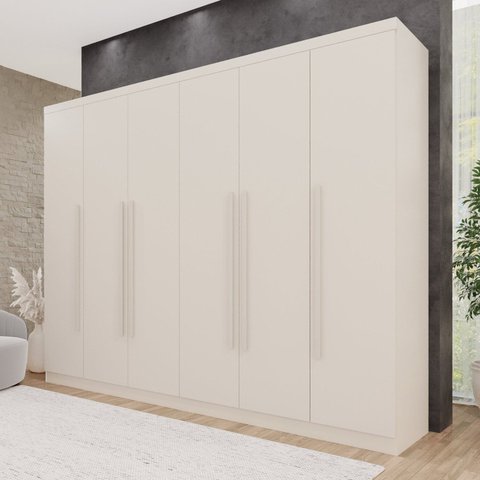Guarda-Roupa Casal com 6 Portas e 6 Gavetas Angra Espresso Móveis Branco/Arenas