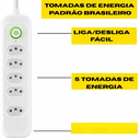 Ver imagem 4 de Extensão 5 Tomadas Cabo 3 Metros Reforçado Régua de Energia