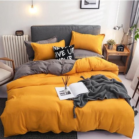 Jogo de Cama Solteiro 7 Pç 400 Fios Edredom Amarelo 160x240