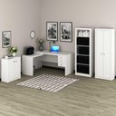 Ver imagem 1 de Kit Escritório Completo com Mesa em L Estante e Armário Cor:branco