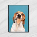 Ver imagem 1 de Quadro Fotografia Cachorro Na Cozinha 45x34cm - com vidro:Madeira preta