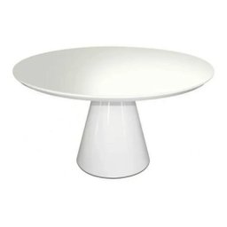 Mesa de Jantar Cone com Tampo Redondo de Vidro 100cm - Laqueada Branco **somente a Mesa** - 2