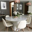 Ver imagem 1 de Mesa de Jantar Cone com Tampo Redondo de Vidro 100cm - Laqueada Branco **somente a Mesa**