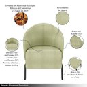 Ver imagem 3 de Kit 2 Poltronas Decorativa Sala de Estar Kenya Pés em Ferro Bouclê Preto/verde G33 - Gran Belo
