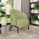 Ver imagem 2 de Kit 2 Poltronas Decorativa Sala de Estar Kenya Pés em Ferro Bouclê Preto/verde G33 - Gran Belo