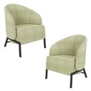 Ver imagem 1 de Kit 2 Poltronas Decorativa Sala de Estar Kenya Pés em Ferro Bouclê Preto/verde G33 - Gran Belo