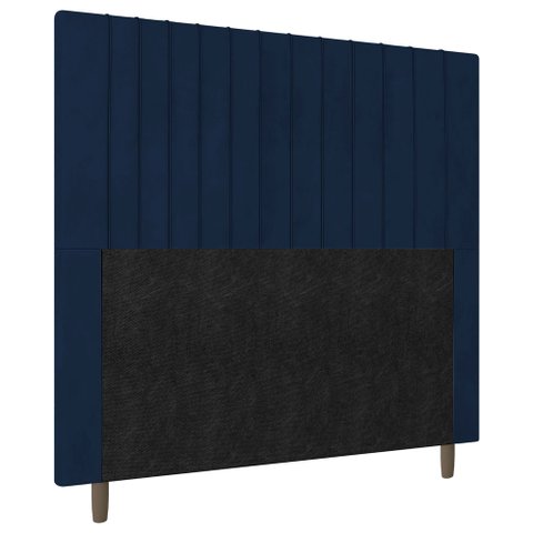 Cabeceira Cama Box Solteiro Nala 90cm Veludo Azul Marinho - Desk Design