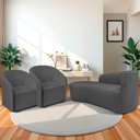 Ver imagem 2 de Kit Sofá Curvo França 140cm L.e e 2 Poltronas Luiza Max Conforto, Linho Cinza Escuro