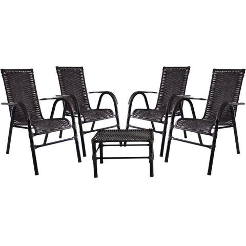 Conjunto 4 Cadeiras E Mesa de centro de Fibra Sintética para Área Edícula entre outros.