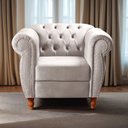 Ver imagem 1 de Poltrona Nobreza Classica Retrô Decorativa Chesterfield Bege
