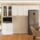 Ver imagem 1 de Cozinha Modulada Compacta Americana 3 Peças Paneleiro Duplo e Armários Aéreos Unna Branco