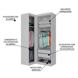 Guarda Roupa Modulado De Canto 3 Portas J00020x5 Branco Pln - 7 Guarda Roupa Modulado De Canto 3 Portas J00020x5 Branco Pln - 7