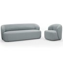 Ver imagem 1 de Sofá 3 Lugares 205cm com Poltrona Giratória Orgânica Heidy F04 Linho Cinza - Lyam Decor