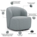 Ver imagem 7 de Sofá 3 Lugares 205cm com Poltrona Giratória Orgânica Heidy F04 Linho Cinza - Lyam Decor
