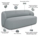 Ver imagem 6 de Sofá 3 Lugares 205cm com Poltrona Giratória Orgânica Heidy F04 Linho Cinza - Lyam Decor