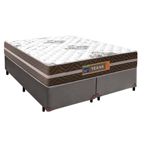 Cama Box Casal Bipartido Sintético + Colchão Molas Ensacadas Texas Prime Colchões 138cm - Suporta