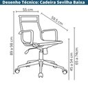 Ver imagem 2 de Cadeira Giratória Baixa Office Sevilha Tela Mesh Rivatti Revestimento Dourado Base Rodízio Cromado