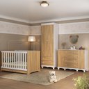 Ver imagem 2 de Quarto de Bebê Completo Berço Americano 3 em 1 Colchão Dengo Multimóveis Mp4612 Branco/madeirado