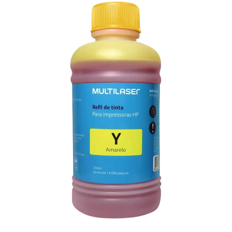 Refil de Tinta para Cartucho Impressoras HP com 250ml Amarelo Multilaser - RF012