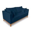 Ver imagem 4 de Kit Sofá 3 Lugares e 2 Poltronas Beny Viena com Base de Madeira Linho Azul - Madeira Prima Deccor
