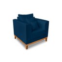 Ver imagem 6 de Kit Sofá 3 Lugares e 2 Poltronas Beny Viena com Base de Madeira Linho Azul - Madeira Prima Deccor