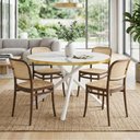 Ver imagem 2 de Conjunto Mesa de Jantar Redonda Solaris Branca 120cm com 4 Cadeiras Roma - Marrom