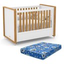 Ver imagem 1 de Berço Americano Tutto New Branco Soft/Freijó e Colchão Baby Physical - Matic Móveis