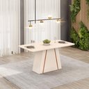 Ver imagem 1 de Mesa de Jantar Retangular Tampo Chanfrado 170x90 Dj Móveis Gabi Off White Freijó