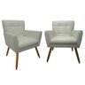 Kit 2 Poltronas Decorativa Onix Couro Bege Pés Madeira Ms Decor - 1