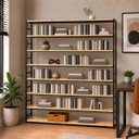 Ver imagem 2 de Estante Multiuso Organizador Livreiro Estilo Industrial 180x190 Preto Natural