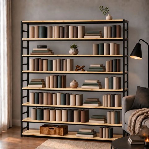 Estante Multiuso Organizador Livreiro Estilo Industrial 180x190 Preto Natural