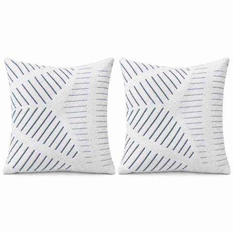 Kit 2 Almofadas para Sofás e Camas Decorativas Diversas Cores Macias:Branca com Azul