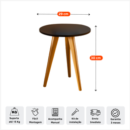 Mesinha Lateral Preta com Pés Palito Retro Decoração Apoio para Sala Quarto - 3