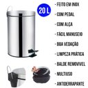 Ver imagem 4 de Lixeira de Aço Inox Com Pedal e Tampa 20L MOR Balde Interno