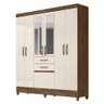 Guarda Roupa New Mafra 177cm 7 Portas Castanho Wood Off White com Espelho Moval - 1