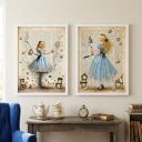 Ver imagem 3 de Kit 2 Quadros Decor Vintage Alice 24x18cm Mold Branca