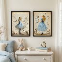 Ver imagem 1 de Kit 2 Quadros Decor Vintage Alice 24x18cm Mold Branca