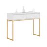 Aparador Buffet Rio 2 Gavetas para Sala 90 Cm Branco Dourado - 6