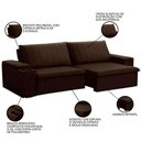 Ver imagem 3 de Sofá Retrátil Reclinável 3 Lugares 205cm Baluart F05 Veludo Marrom - Mpozenato