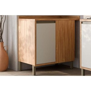 Módulo Cozinha Ronipa Tempranillo Balcão Tempranillo Canto Reto C/ 1 Porta C/ Tampo 98cm Amendoa/