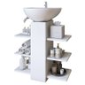 Gabinete De Banheiro Armário Para Pia De Coluna Branco AJL STORE Gabinete de Banheiro Armário Nichos - 4