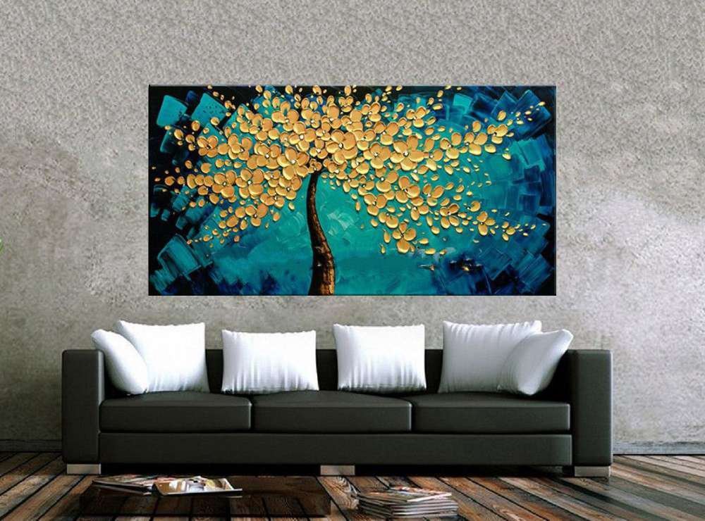 Quadro Pintura Tela Abstrato Moderno 2452: 70cm (A) x 140cm (L) - 2