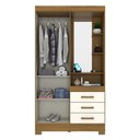 Ver imagem 3 de Guarda Roupa Solteiro B64 Nature Off White com Espelho - Briz Móveis